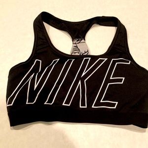 Nike womens black padded logo sports bra